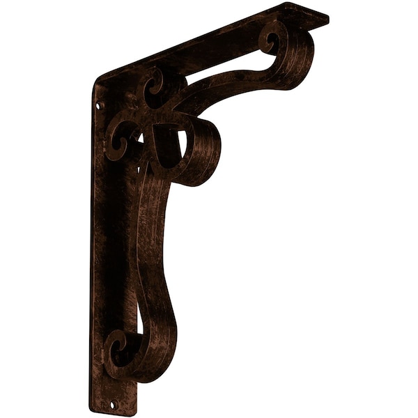 Ekena Millwork Orleans Wrought Iron Bracket, (Triple center brace), Antiqued Copper 2"W x 10"D x 12"H BKTM02X10X12TOLACO - main